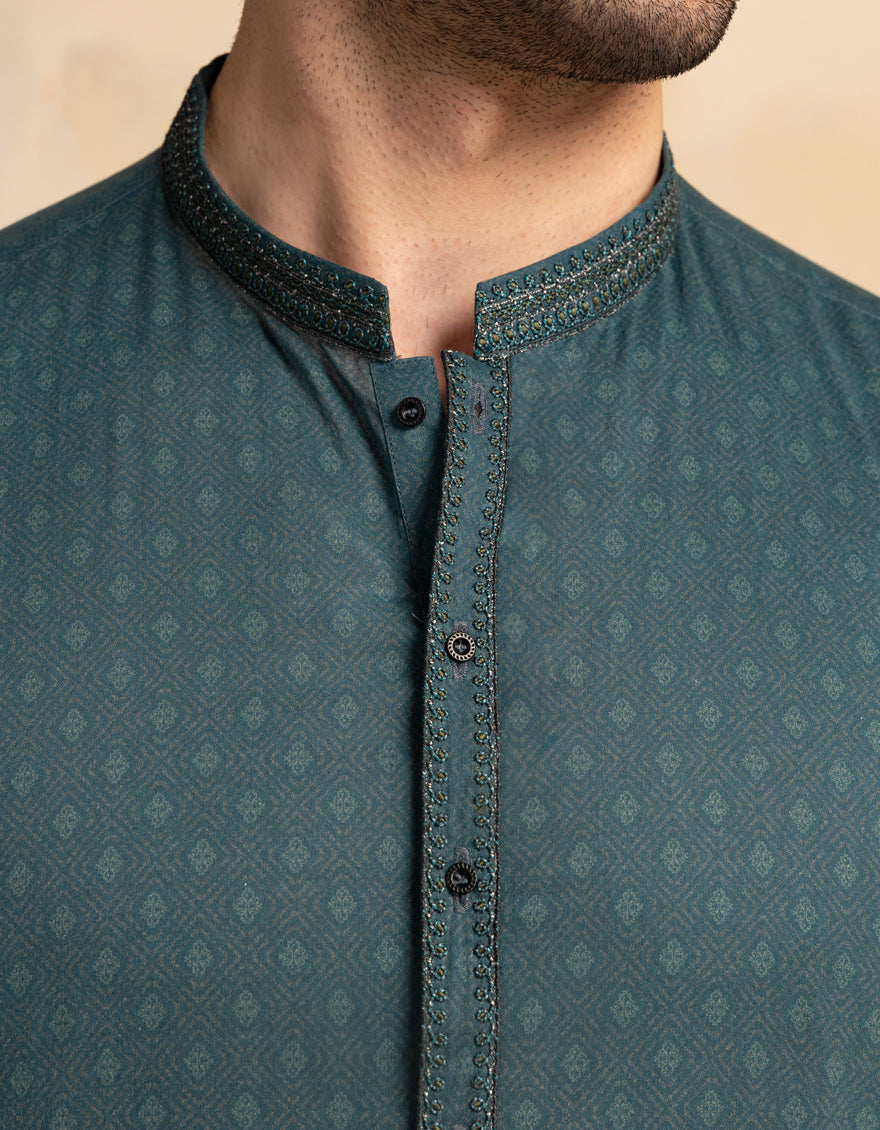 Cotton Blue Kurta - J. Junaid Jamshed