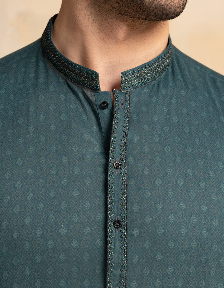 Cotton Blue Kurta - J. Junaid Jamshed