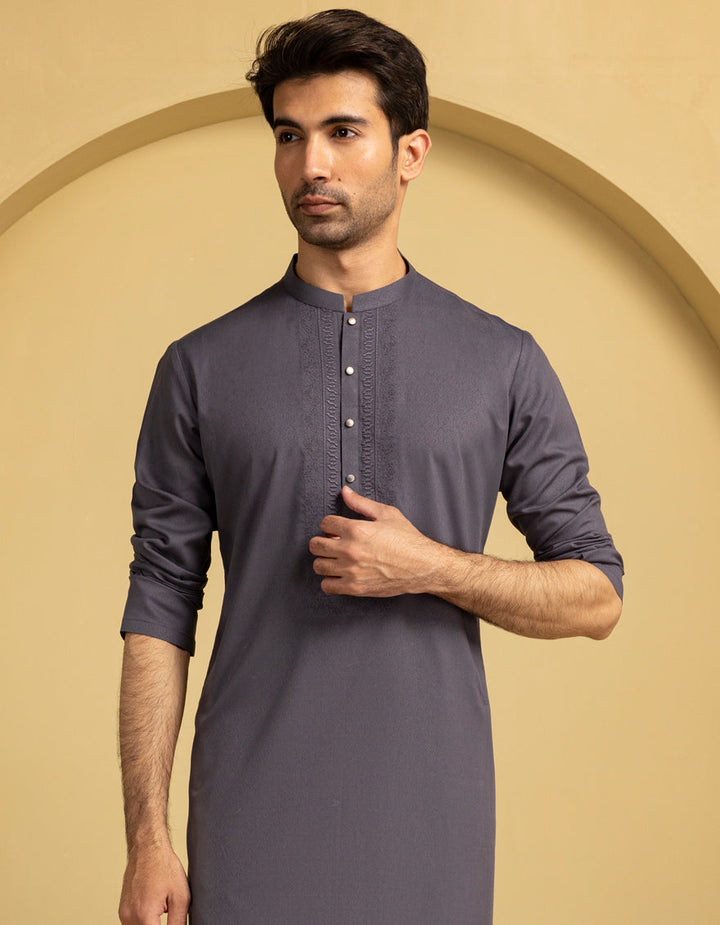 Blended Grey Kurta - J. Junaid Jamshed