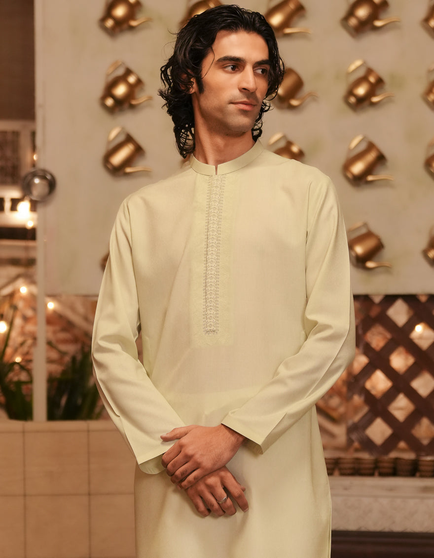 Blended Green Kurta - J. Junaid Jamshed