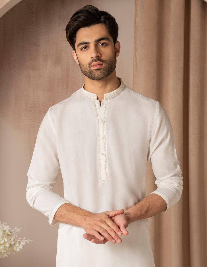 Blended White Shalwar Kameez - J. Junaid Jamshed