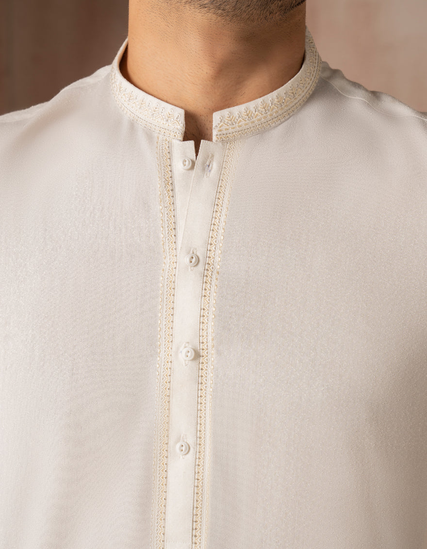 Blended White Shalwar Kameez - J. Junaid Jamshed