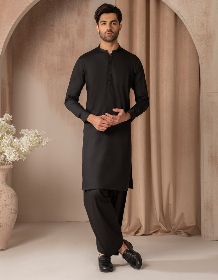 Blended Black Shalwar Kameez - J. Junaid Jamshed