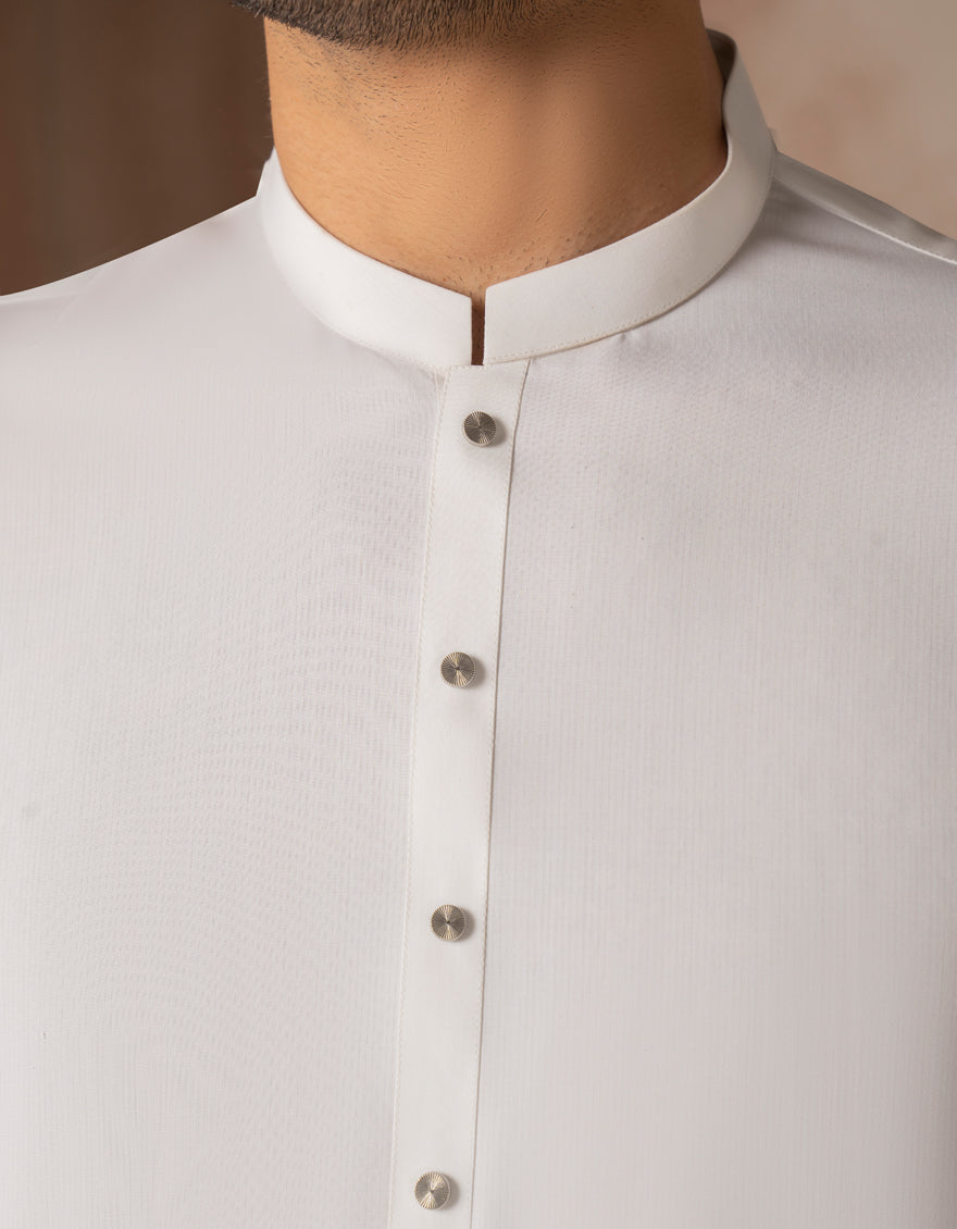 Blended White Shalwar Kameez - J. Junaid Jamshed