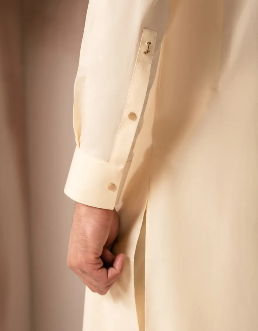 Blended Cream Kurta Trouser - J. Junaid Jamshed