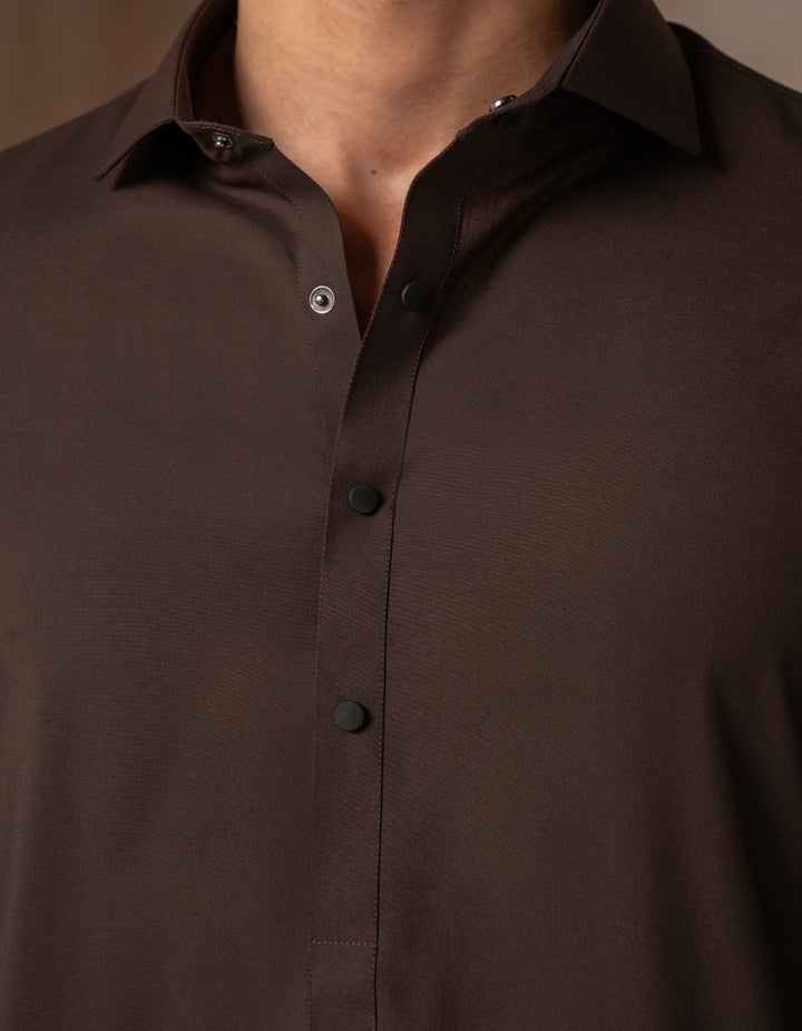 Blended Dark Brown Shalwar Kameez - J. Junaid Jamshed