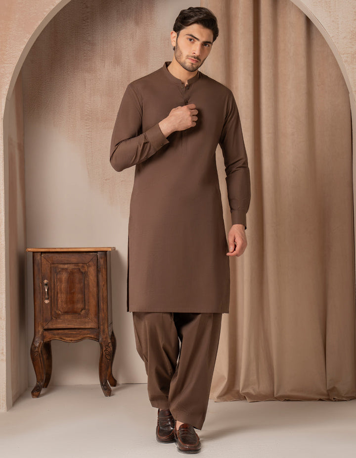 Cotton Brown Shalwar Kameez - J. Junaid Jamshed