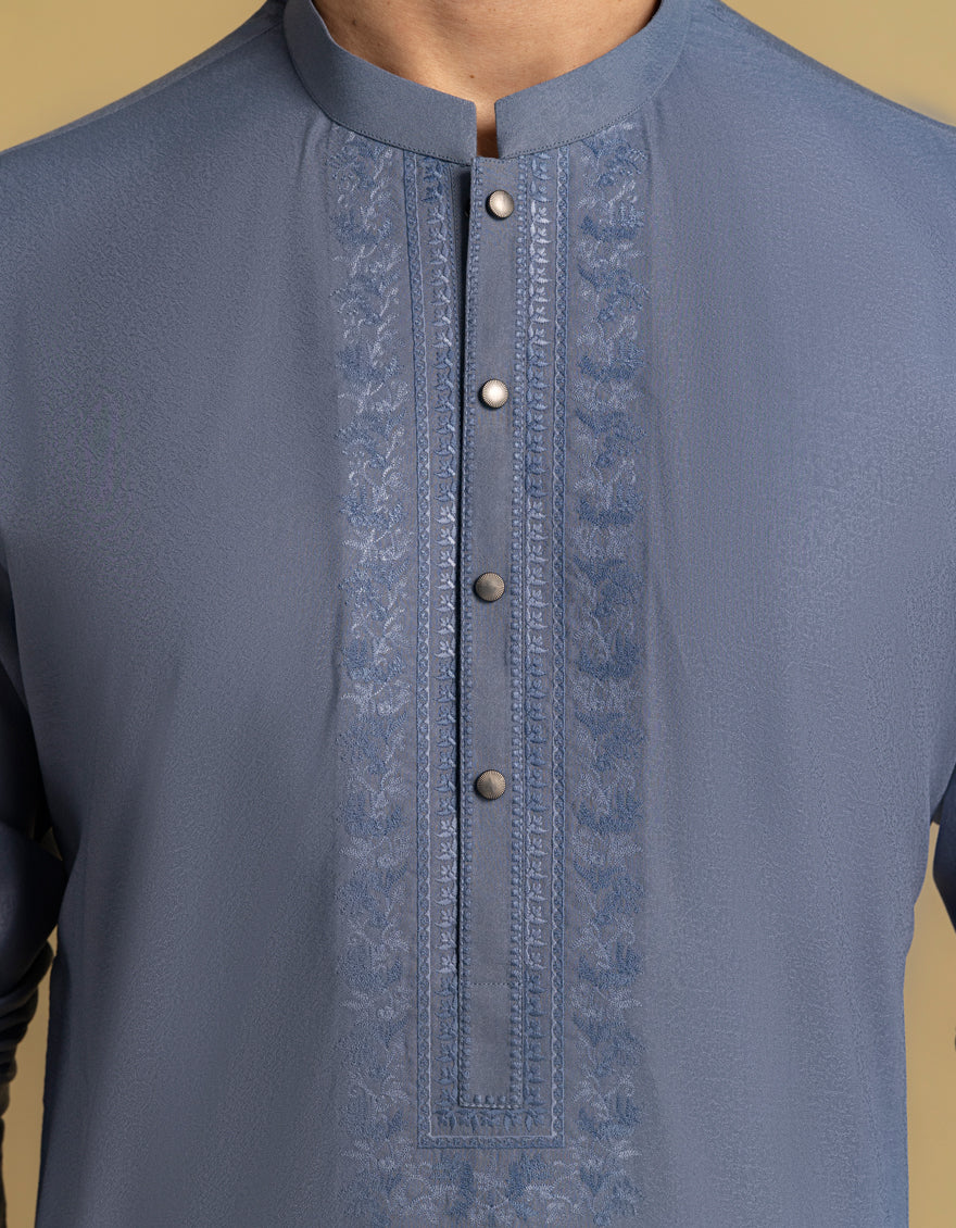 Blended Blue Kurta - J. Junaid Jamshed