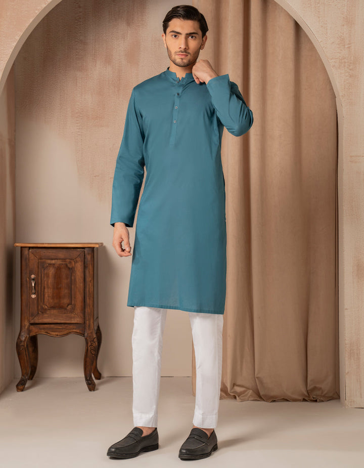 Cotton Blue Kurta - J. Junaid Jamshed