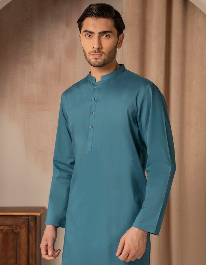 Cotton Blue Kurta - J. Junaid Jamshed