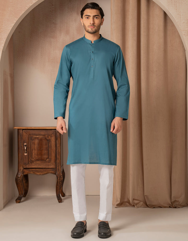 Cotton Blue Kurta - J. Junaid Jamshed