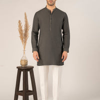 Cotton Denim Black Kurta - J. Junaid Jamshed