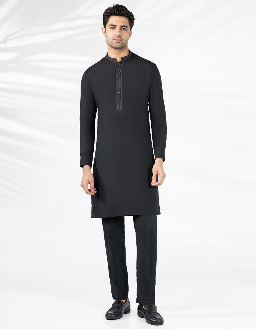 Polyester Black Kurta Trouser - J. Junaid Jamshed