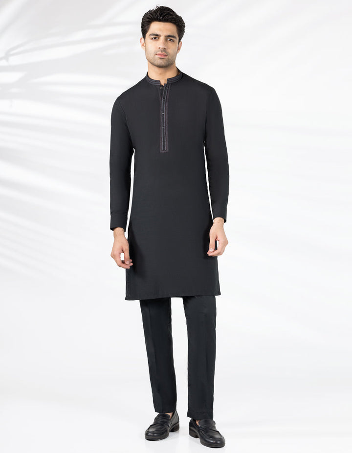 Polyester Black Kurta Trouser - J. Junaid Jamshed