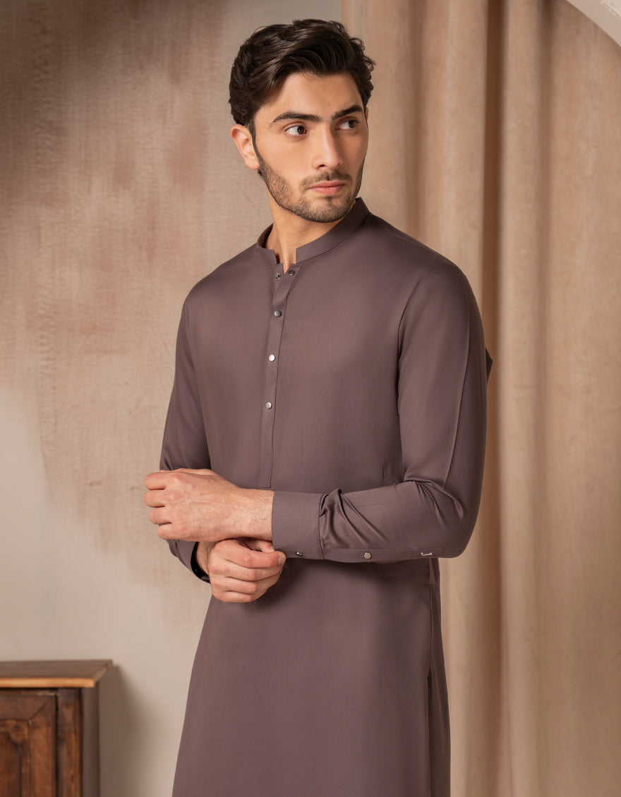 Blended Dull Purple Shalwar Kameez - J. Junaid Jamshed