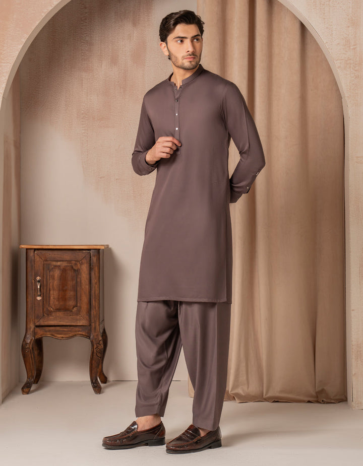 Blended Dull Purple Shalwar Kameez - J. Junaid Jamshed