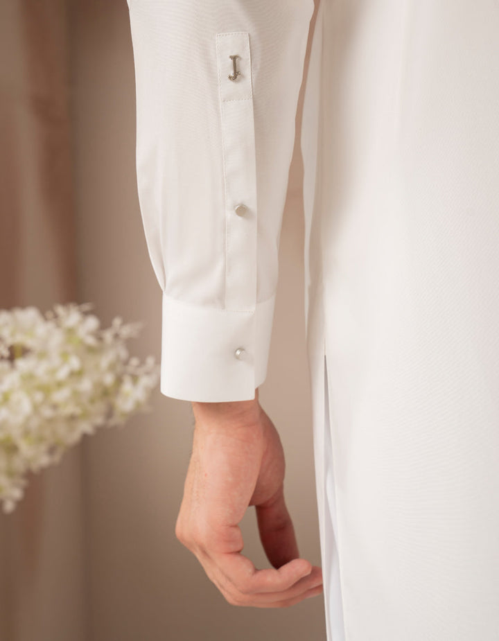 Blended White Shalwar Kameez - J. Junaid Jamshed
