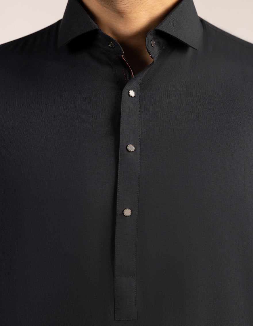 Blended Charcoal Grey Kurta Trouser - J. Junaid Jamshed