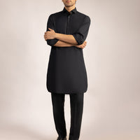 Blended Charcoal Grey Kurta Trouser - J. Junaid Jamshed