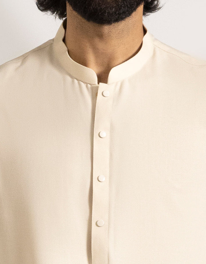 Blended Sand Kurta Trouser with Waist Coat - J. Junaid Jamshed