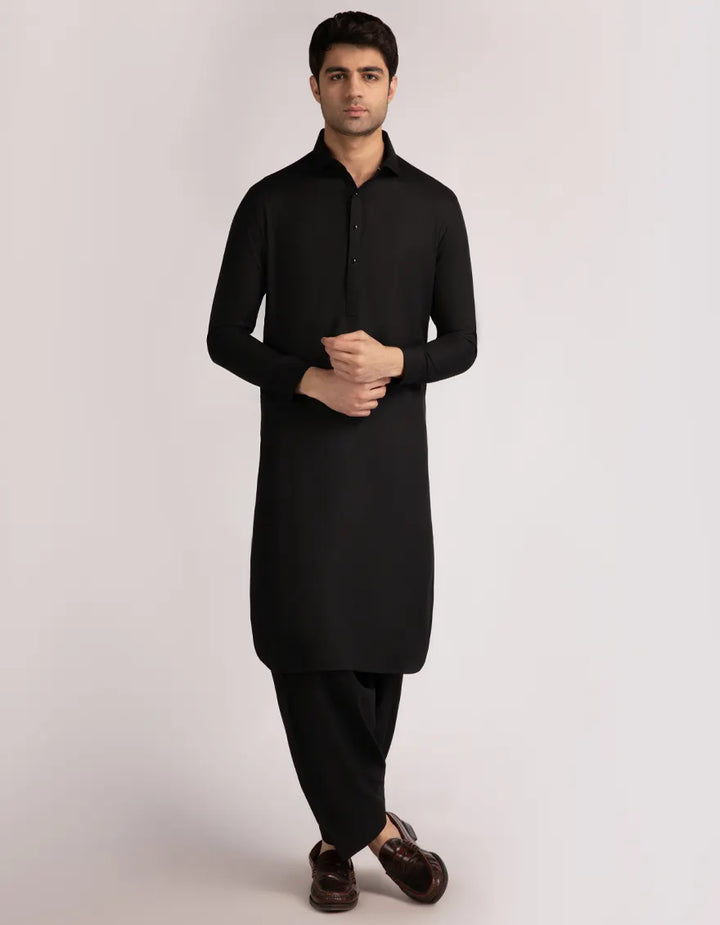 Blended Black Shalwar Kameez  - J. Junaid Jamshed