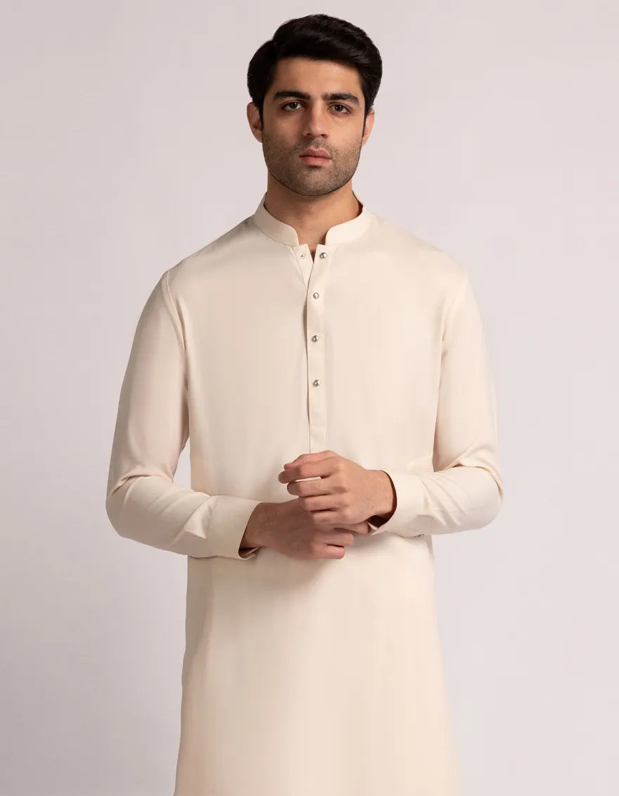 Blended Cream Shalwar Kameez - J. Junaid Jamshed