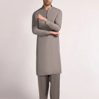 Blended Steel Grey Shalwar Kameez  - J. Junaid Jamshed
