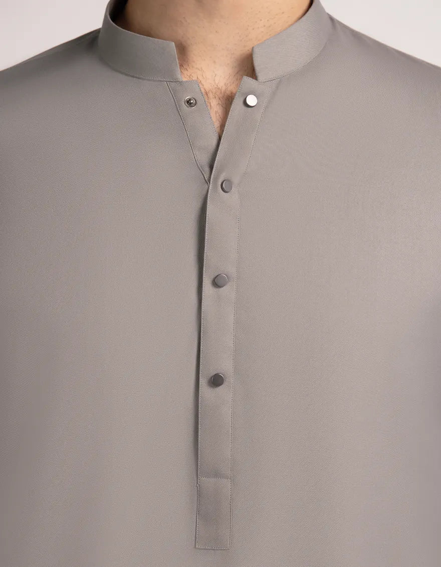 Blended Steel Grey Shalwar Kameez  - J. Junaid Jamshed