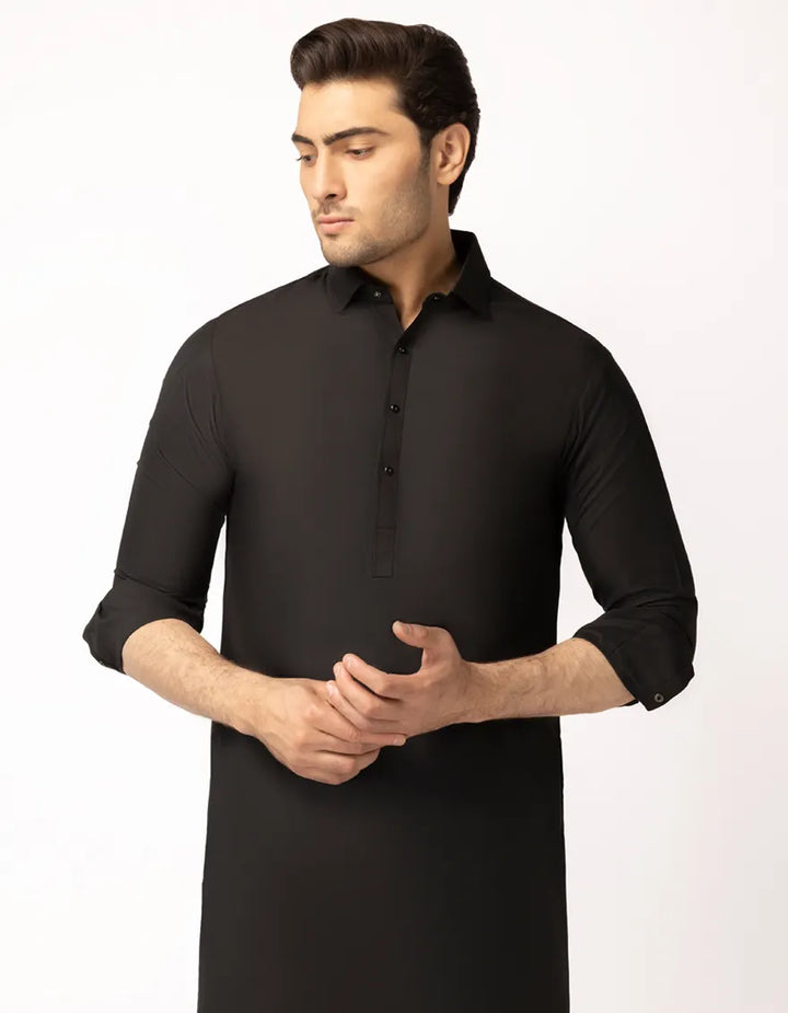 Blended Black Shalwar Kameez  - J. Junaid Jamshed