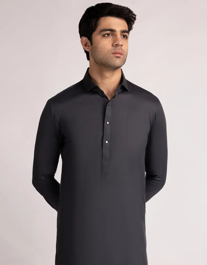 Cotton Deep Grey Shalwar Kameez - J. Junaid Jamshed