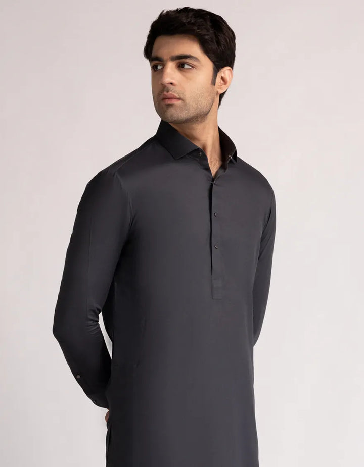 Cotton Deep Grey Shalwar Kameez - J. Junaid Jamshed