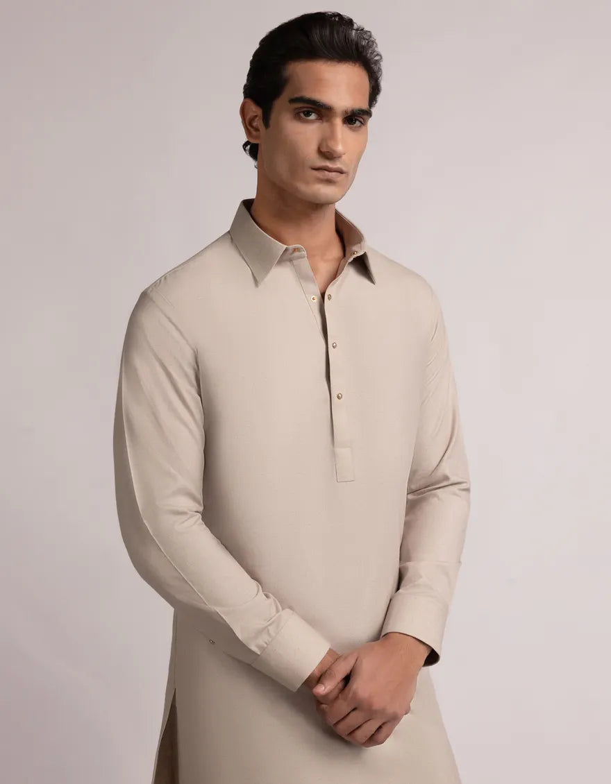 Blended Fawn Shalwar Kameez - J. Junaid Jamshed