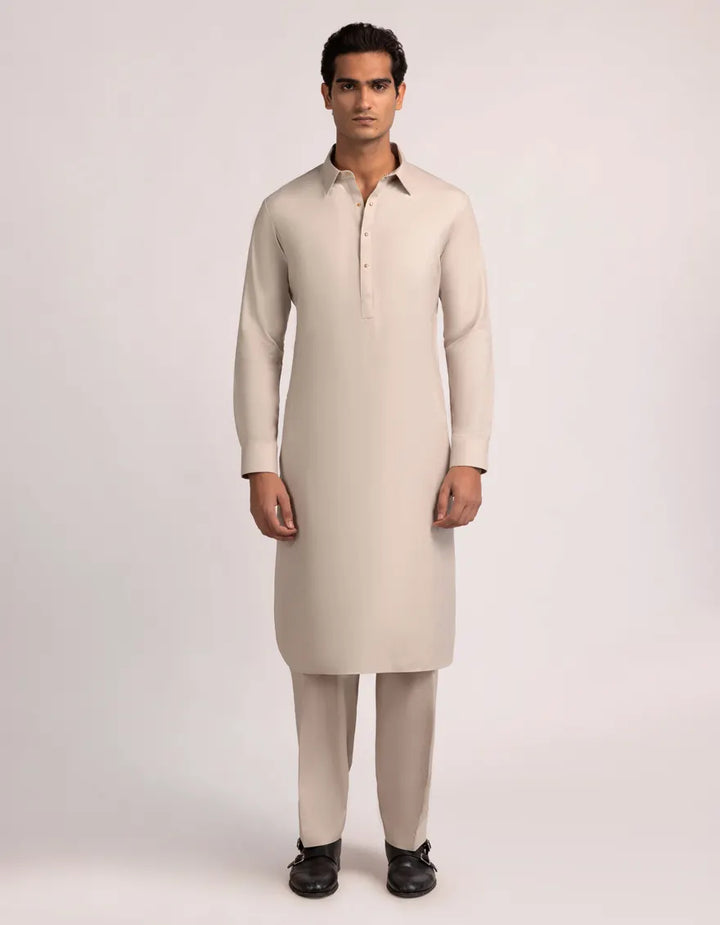 Blended Fawn Shalwar Kameez - J. Junaid Jamshed