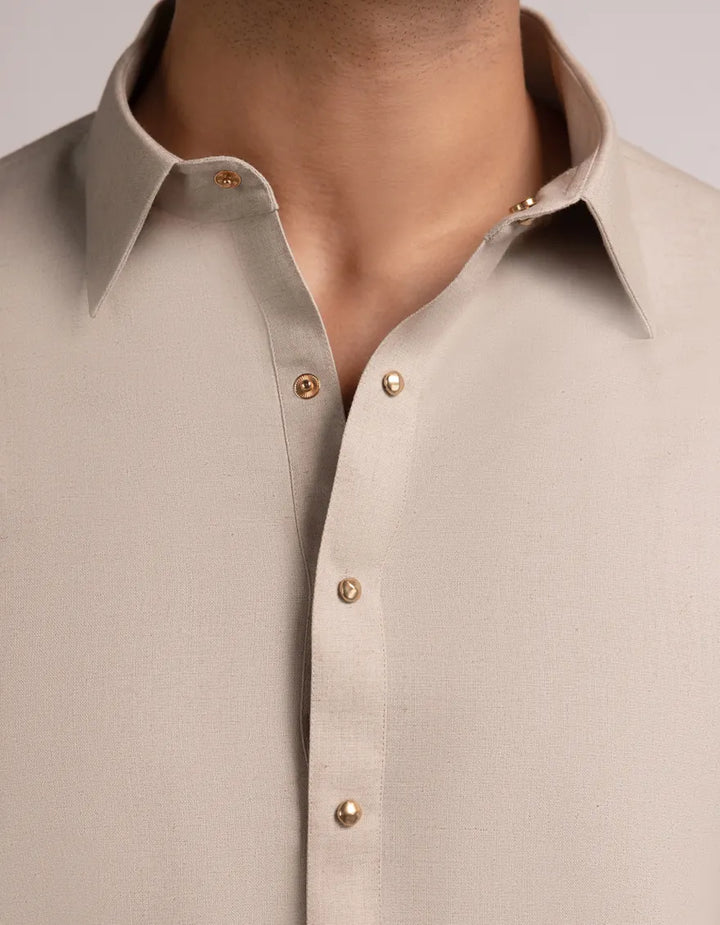 Blended Fawn Shalwar Kameez - J. Junaid Jamshed