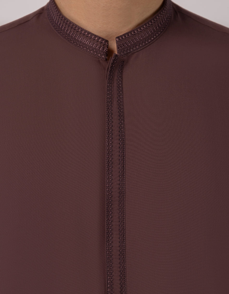 Blended Liver Brown Shalwar Kameez - J. Junaid Jamshed