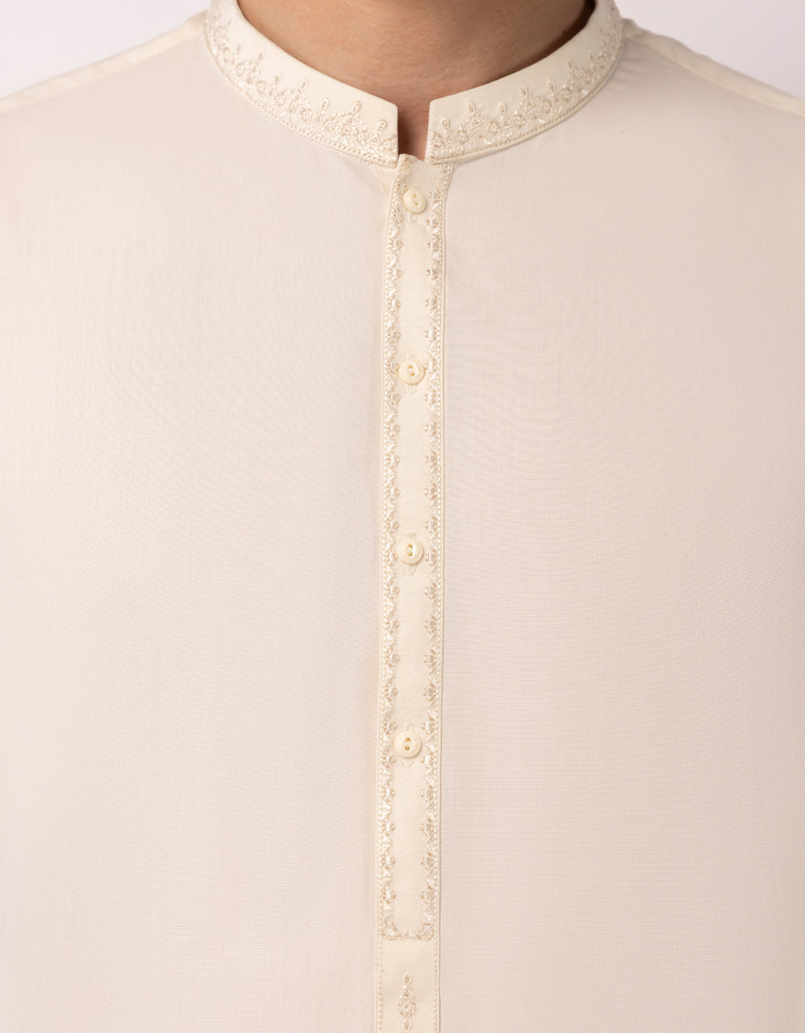 Blended Cream Shalwar Kameez - J. Junaid Jamshed