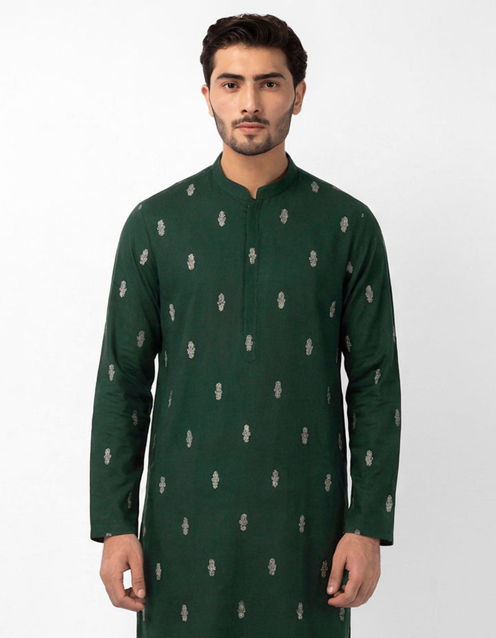 Cotton Green Kurta - J. Junaid Jamshed