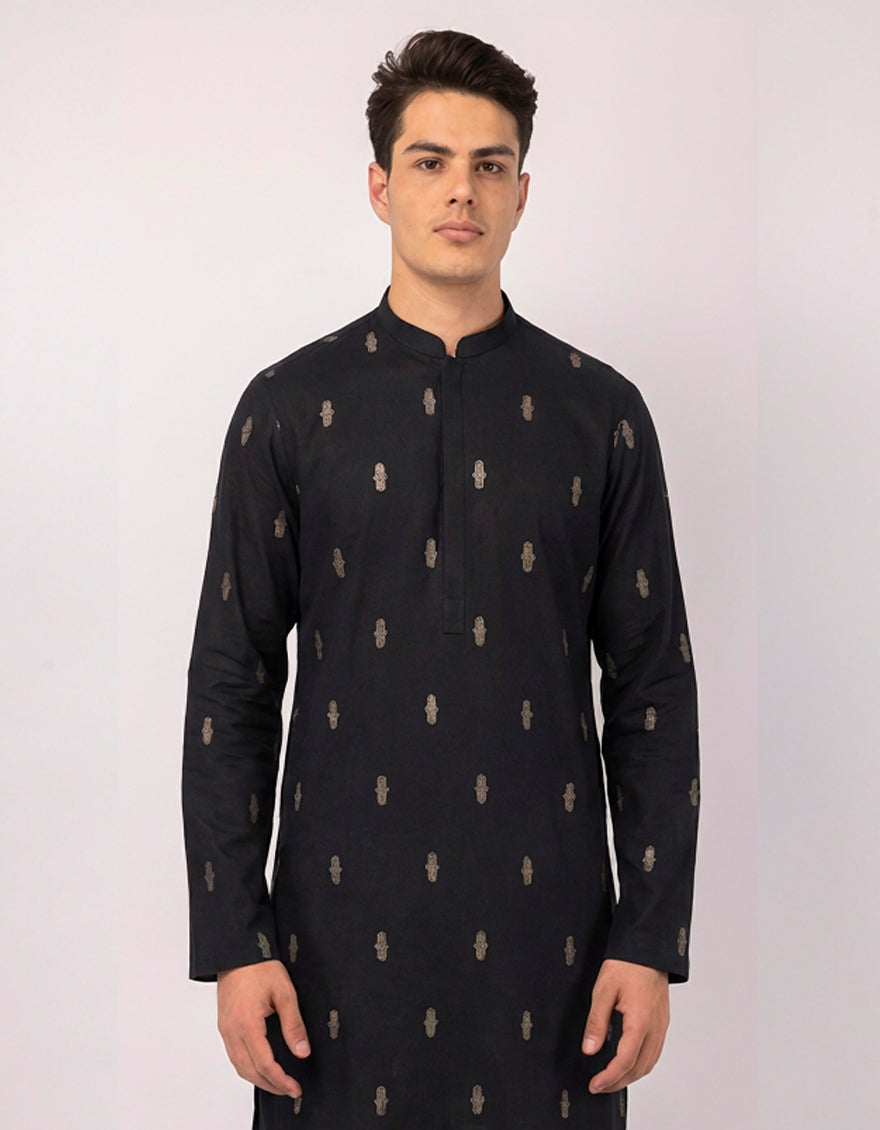 Cotton Grey Kurta - J. Junaid Jamshed