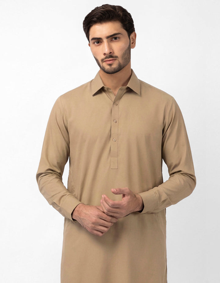 Blended Brown Shalwar Kameez - J. Junaid Jamshed