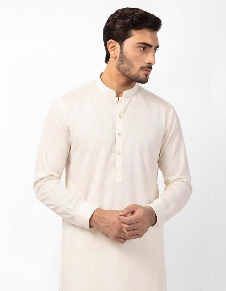 Blended Off White Kurta Trouser - J. Junaid Jamshed