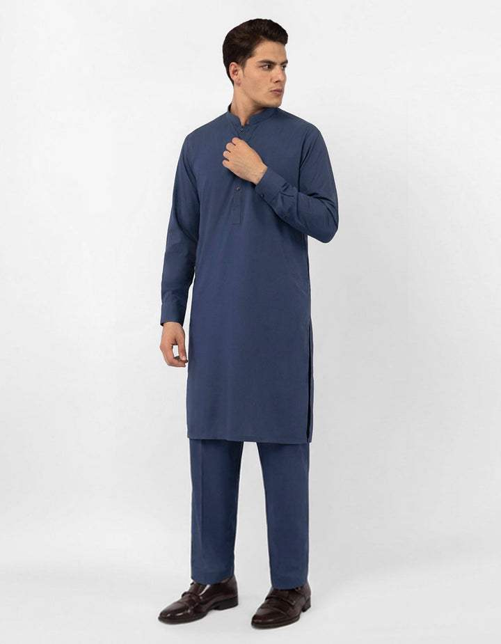 Blended Blue Kurta Trouser - J. Junaid Jamshed