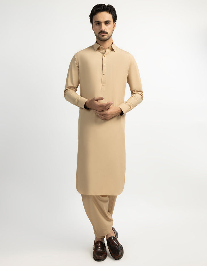 Blended Beige Shalwar Kameez - J. Junaid Jamshed