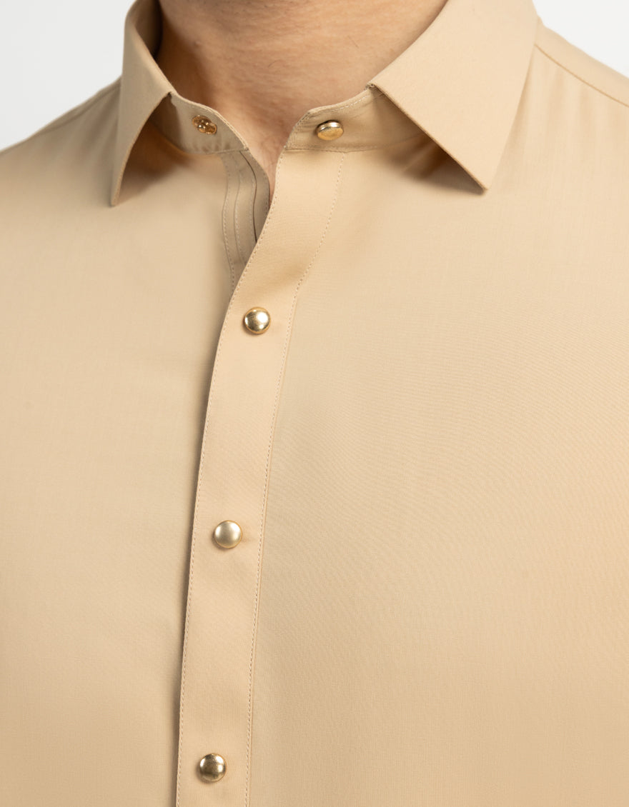 Blended Beige Shalwar Kameez - J. Junaid Jamshed
