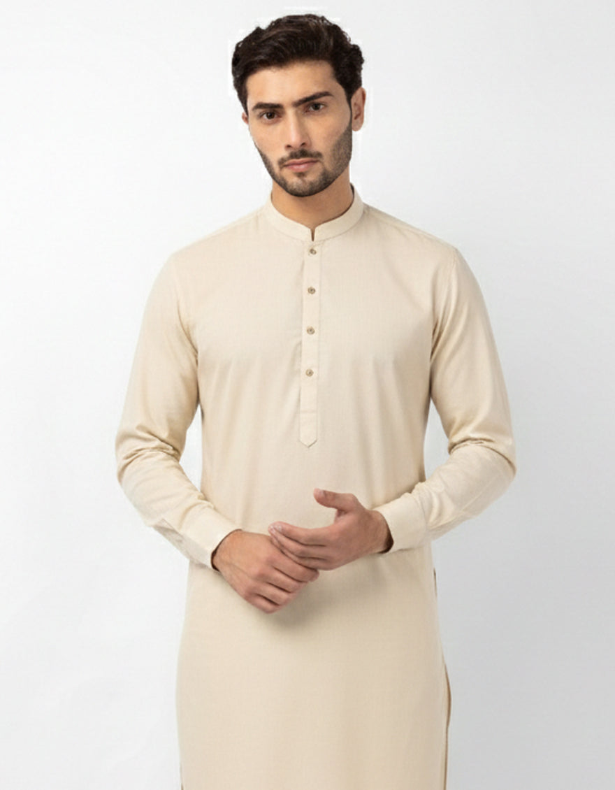 Blended Cream Kurta Trouser - J. Junaid Jamshed