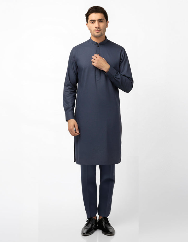 Cotton Dark Blue Kurta Trouser - J. Junaid Jamshed