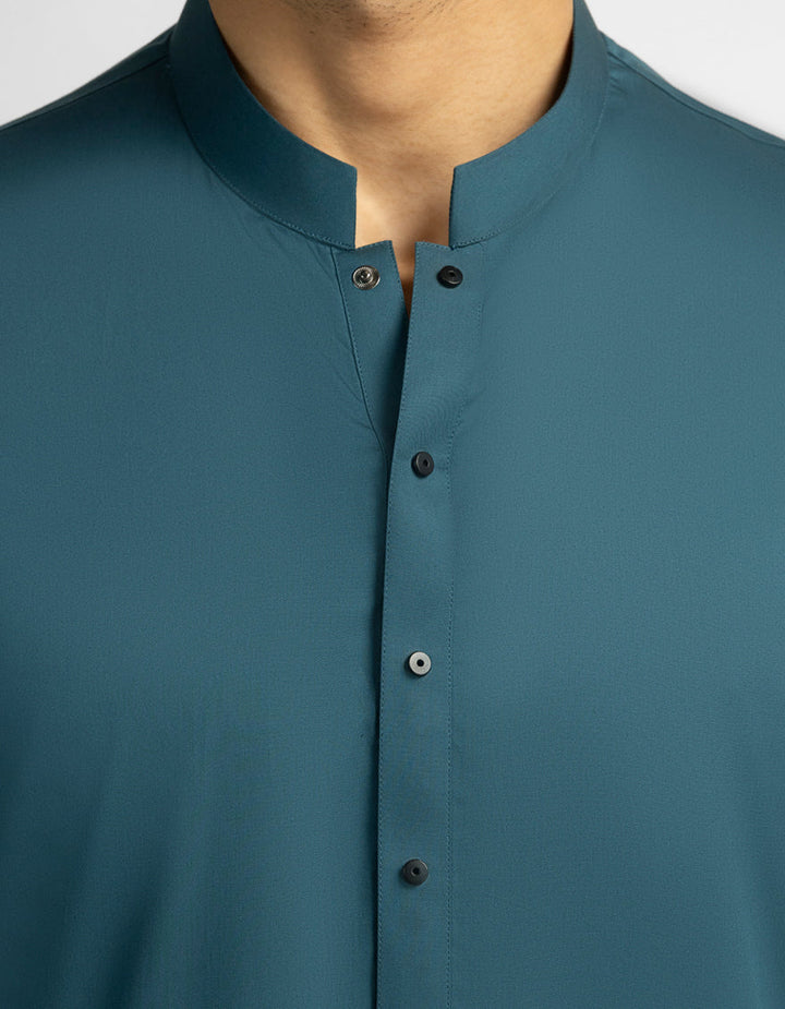 Cotton Turquoise Blue Kurta Trouser - J. Junaid Jamshed