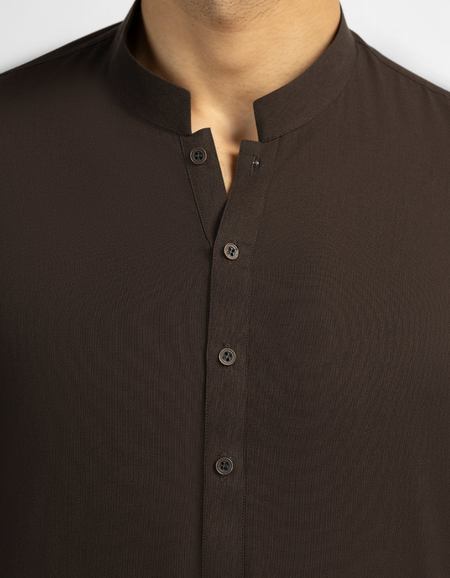 Blended Brown Kurta Trouser - J. Junaid Jamshed