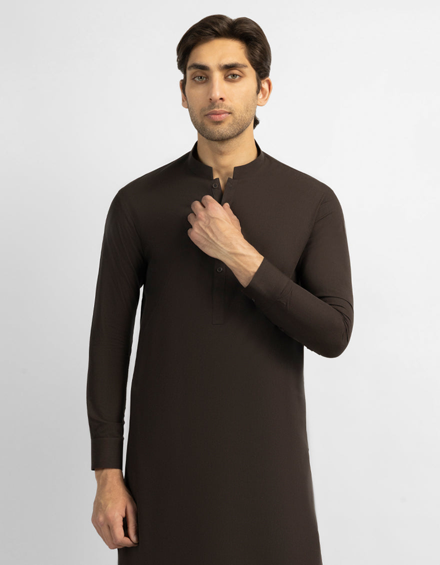 Blended Brown Kurta Trouser - J. Junaid Jamshed