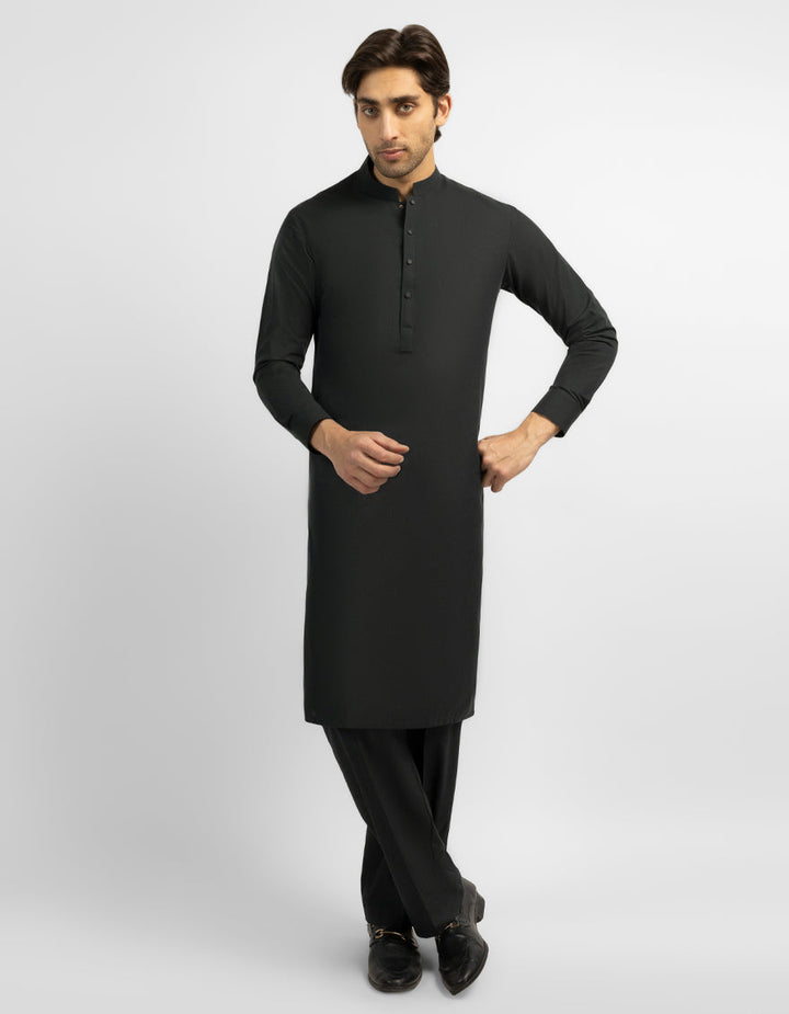 Blended Dark Green Kurta Trouser - J. Junaid Jamshed