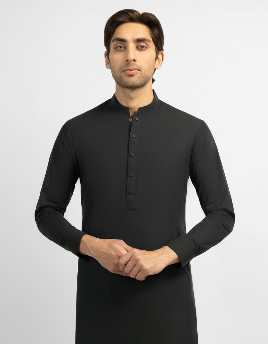 Blended Dark Green Kurta Trouser - J. Junaid Jamshed